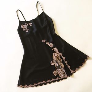 Black Satin Nude Lace Slip Victoria’s Secret XS